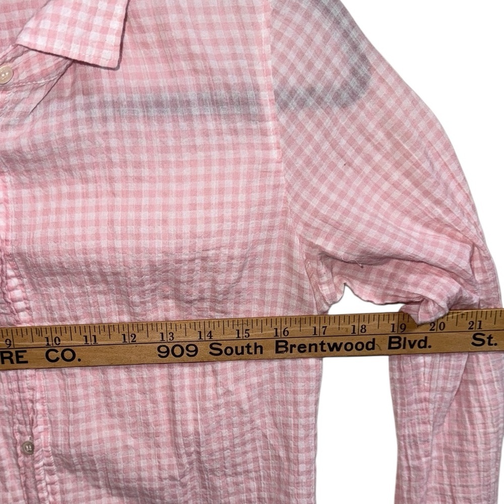 J.Crew The Perfect Shirt Pink Gingham Button Down Stretch Cotton 24” - Picture 5 of 8